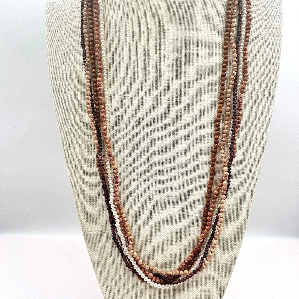 Vintage Y2K Round Faux Pearl Beaded Necklace Set Women's Classic Fashion Jewelry